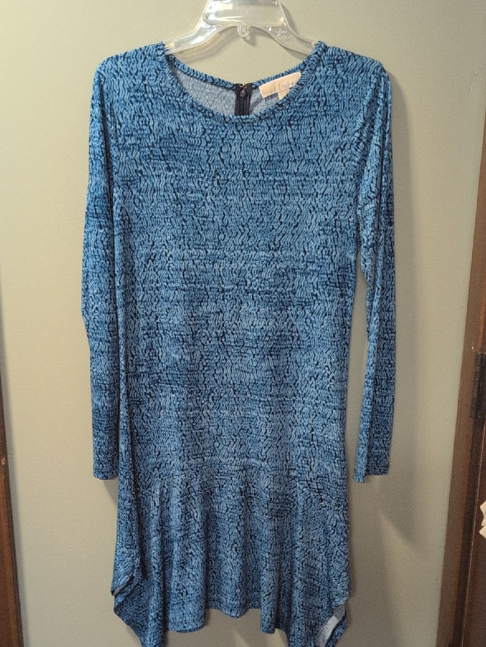 MICHAEL Michael Kors Blue Textured Long Sleeve Swing Dress